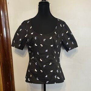 White House Black Market Black Top with White Accents